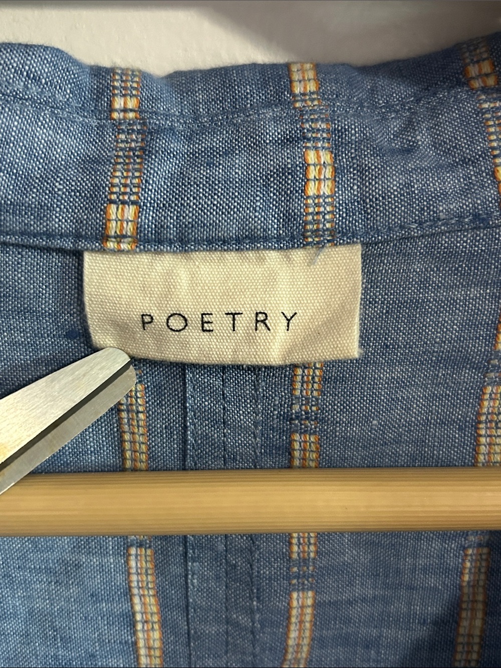 Poetry Striped Dress Délavé Linen & Cotton Blue Shirt with Yellow Stripe 16 - Picture 7 of 11
